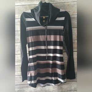 Striped Women's Cowl neck in Black and Gray, LOLë, Organic, Stretch